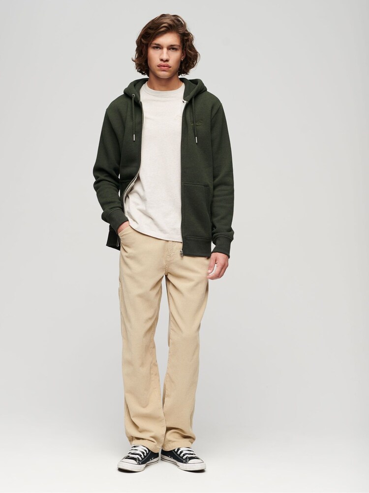 Оливково-зеленые - Худи на молнии с логотипом Superdry Essential - Image 2 of 6 Оливково-зеленые - Худи на молнии с логотипом Superdry Essential - Image 2 of 6