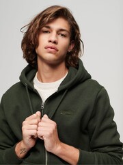 Оливково-зеленые - Худи на молнии с логотипом Superdry Essential - Image 3 of 6