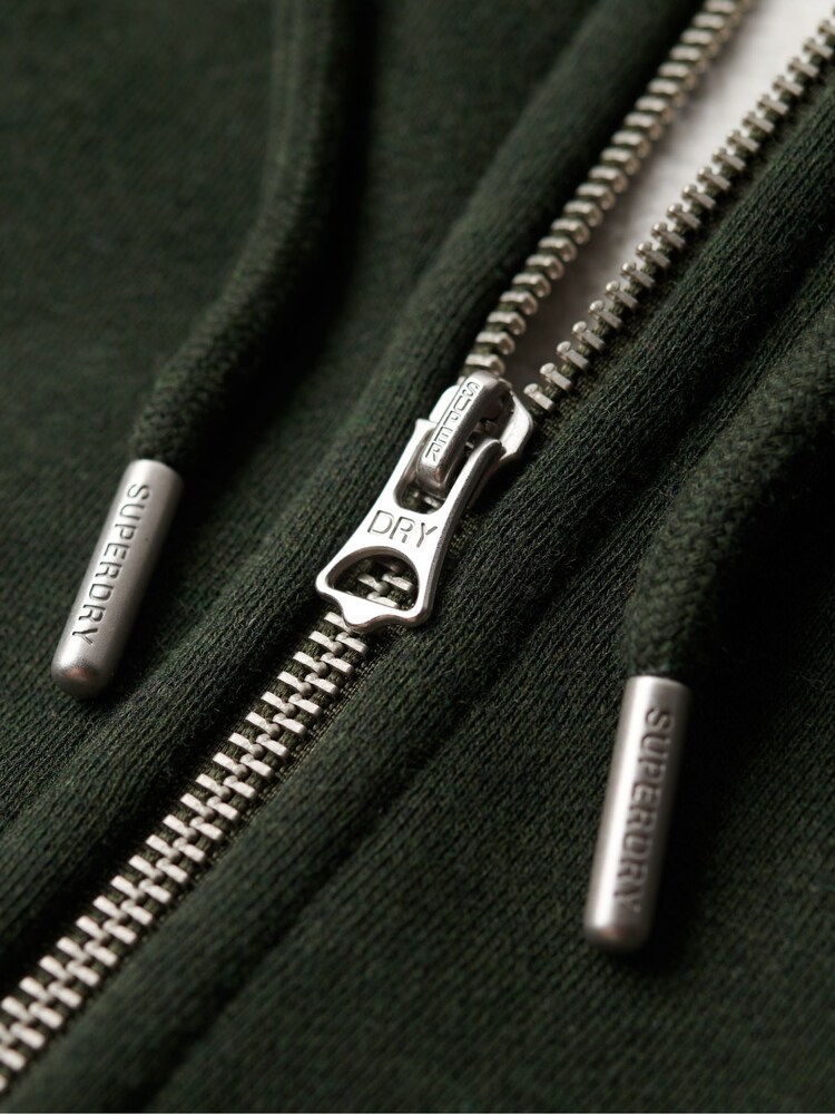 Оливково-зеленые - Худи на молнии с логотипом Superdry Essential - Image 6 of 6