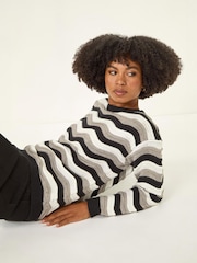 Roman Black Wave Stripe Knitted Jumper - Image 1 of 4