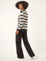 Roman Black Wave Stripe Knitted Jumper - Image 3 of 4