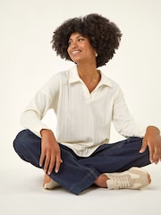 Roman Ribbed Collared Stretch Top - Slika 4 od 4