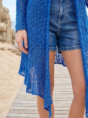 Roman Blue Popcorn Knit Longline Cardigan - Image 4 of 4