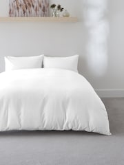White Easy Care Polycotton Plain Duvet Cover and Pillowcase Set - Image 1 of 5