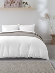 White Easy Care Polycotton Plain Duvet Cover and Pillowcase Set - Image 2 of 5