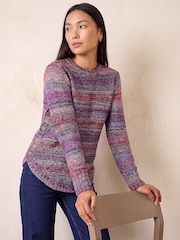 Roman Purple Spacedye Curved Hem Jumper - Image 1 of 4