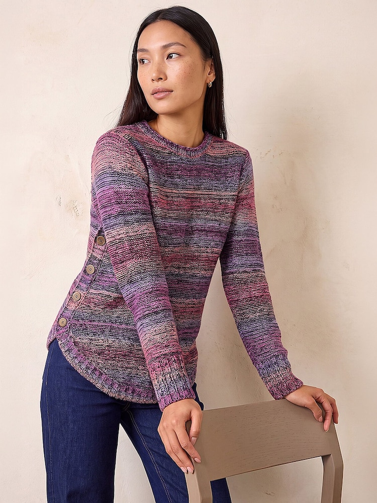 Roman Purple Spacedye Curved Hem Jumper - Image 1 of 4