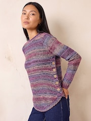 Roman Purple Spacedye Curved Hem Jumper - Image 2 of 4