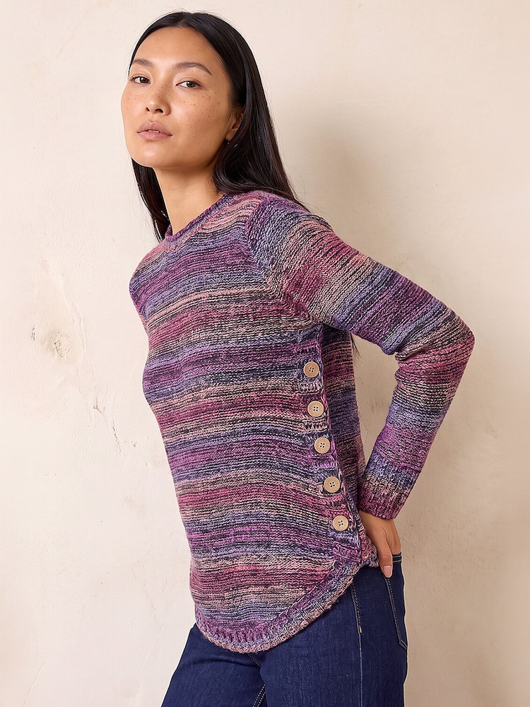 Roman Purple Spacedye Curved Hem Jumper - Image 2 of 4