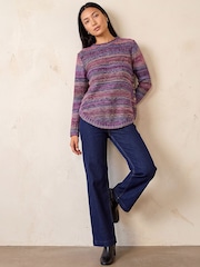 Roman Purple Spacedye Curved Hem Jumper - Image 3 of 4