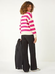 Roman Pink Wave Colour Block Knit Jumper - Image 3 of 4