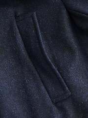 Navy Blue Wool Blend Mock Gilet Herringbone Padded Coat - Image 5 of 5