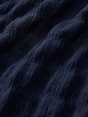 Navy Blue Long Sleeve Ruched Detail Textured Midi Dress - Image 6 of 6