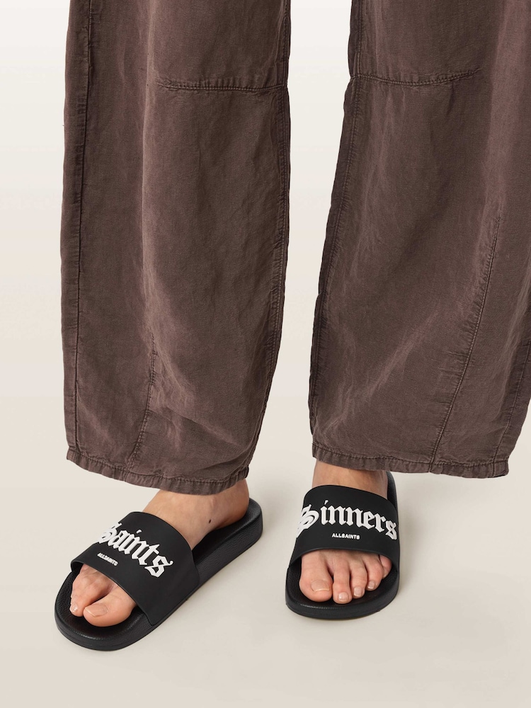 AllSaints Black Saint Sliders - Image 1 of 6