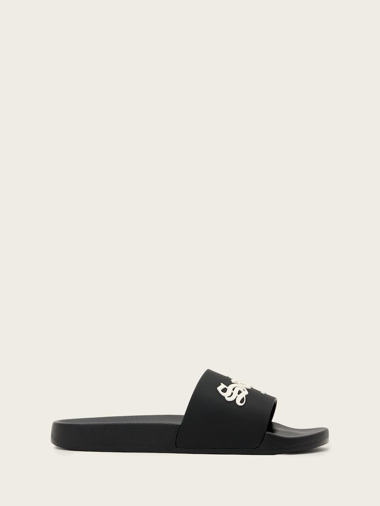 AllSaints Black Saint Sliders - Image 2 of 6