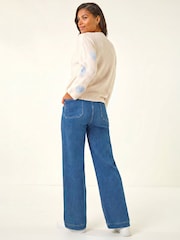 Roman White Scattered Flower Knit Jumper - Image 3 of 4