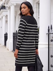 Roman Black Stripe Print Knitted Jumper Dress - Image 3 of 8