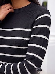 Roman Black Stripe Print Knitted Jumper Dress - Image 4 of 8