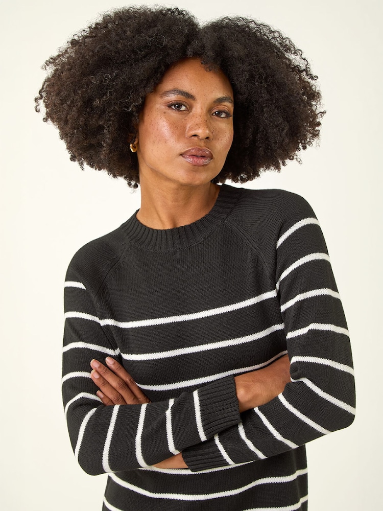 Roman Black Stripe Print Knitted Jumper Dress - Image 8 of 8 Roman Black Stripe Print Knitted Jumper Dress - Image 8 of 8