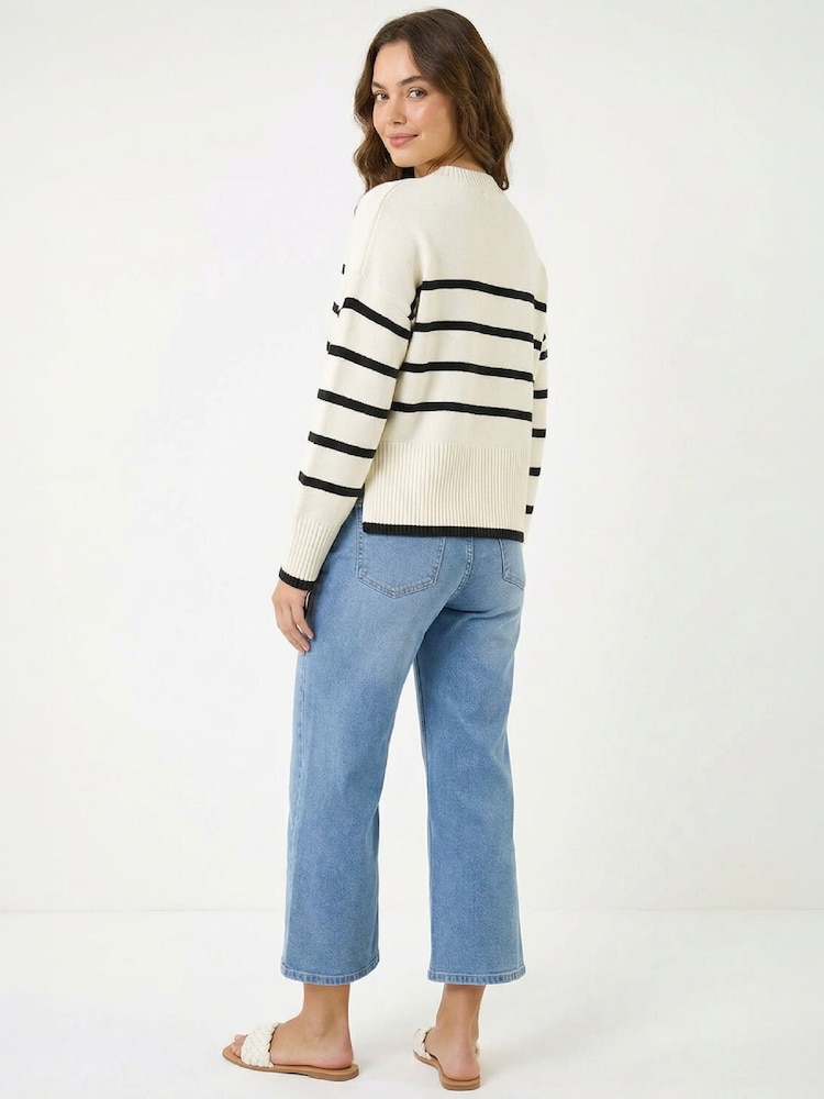 Roman White Stripe Knit Jumper - Image 4 of 4 Roman White Stripe Knit Jumper - Image 4 of 4