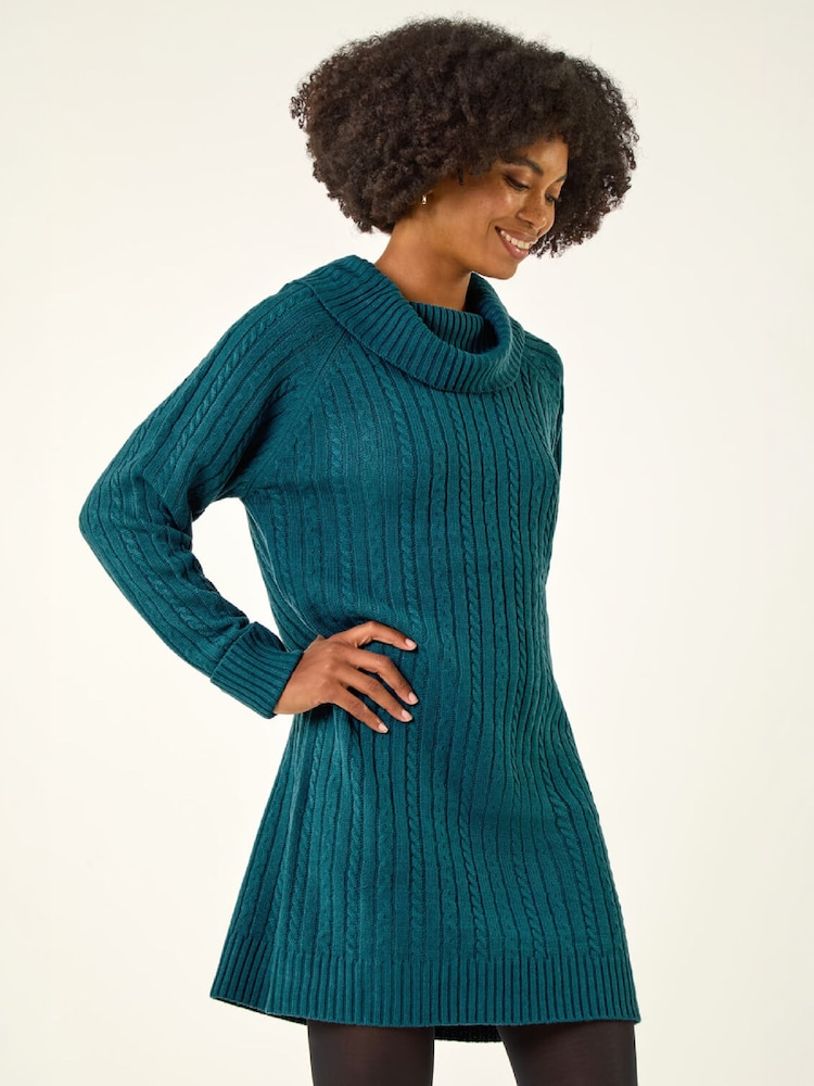 Azul verdoso - Vestido jersey de punto con cuello vuelto Roman - Imagen 1 de 4