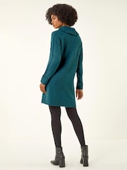 Azul verdoso - Vestido jersey de punto con cuello vuelto Roman - Imagen 3 de 4