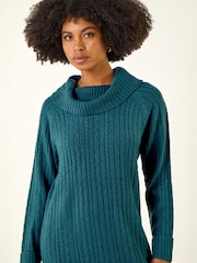 Azul verdoso - Vestido jersey de punto con cuello vuelto Roman - Imagen 4 de 4