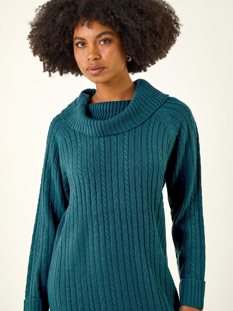 Azul verdoso - Vestido jersey de punto con cuello vuelto Roman - Imagen 4 de 4