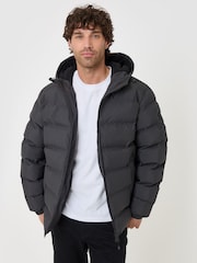 Threadbare Grey Wadded Hooded Jacket - Image 1 of 5
