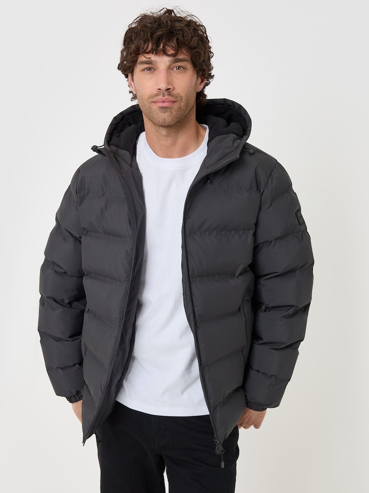 Threadbare Grey Wadded Hooded Jacket - Image 1 of 5 Threadbare Grey Wadded Hooded Jacket - Image 1 of 5