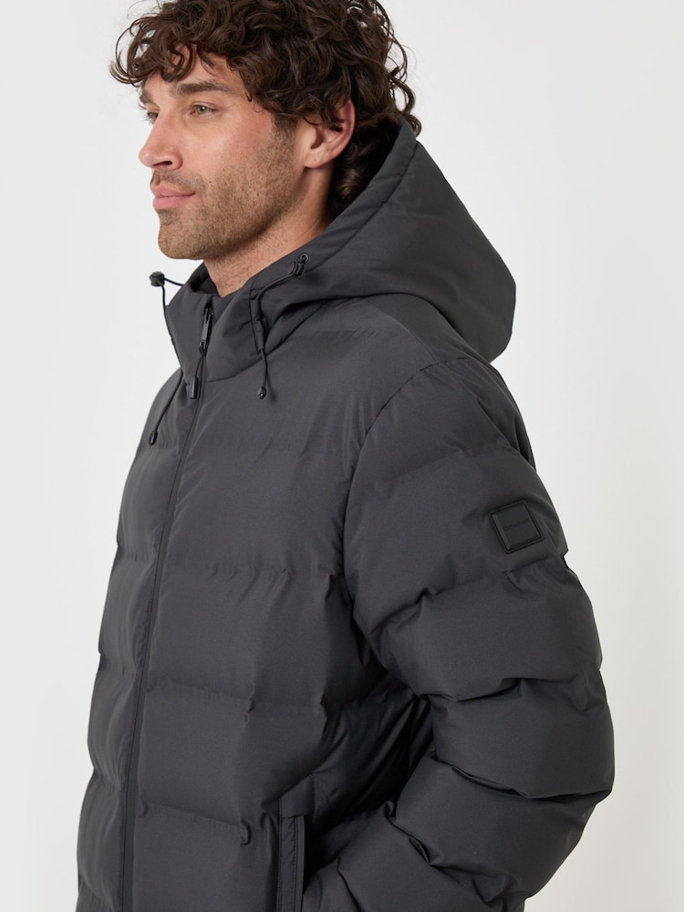 Threadbare Grey Wadded Hooded Jacket - Image 2 of 5 Threadbare Grey Wadded Hooded Jacket - Image 2 of 5