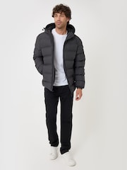 Threadbare Grey Wadded Hooded Jacket - Image 4 of 5