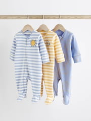 Yellow Baby Zip Sleepsuits 3 Pack (0mths-2yrs) - Image 1 of 8