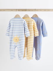 Yellow Baby Zip Sleepsuits 3 Pack (0mths-2yrs) - Image 2 of 8