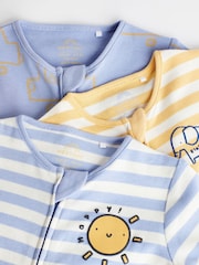 Yellow Baby Zip Sleepsuits 3 Pack (0mths-2yrs) - Image 3 of 8