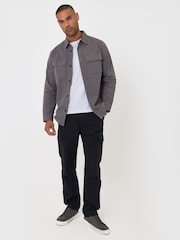 رمادي - Threadbare Cotton Patch Pocket Shacket - صورة 4 من 5