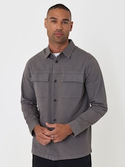 رمادي - Threadbare Cotton Patch Pocket Shacket - صورة 5 من 5