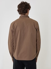 Threadbare Tan Brown Cotton Twill Shacket with Pockets - Image 3 of 5