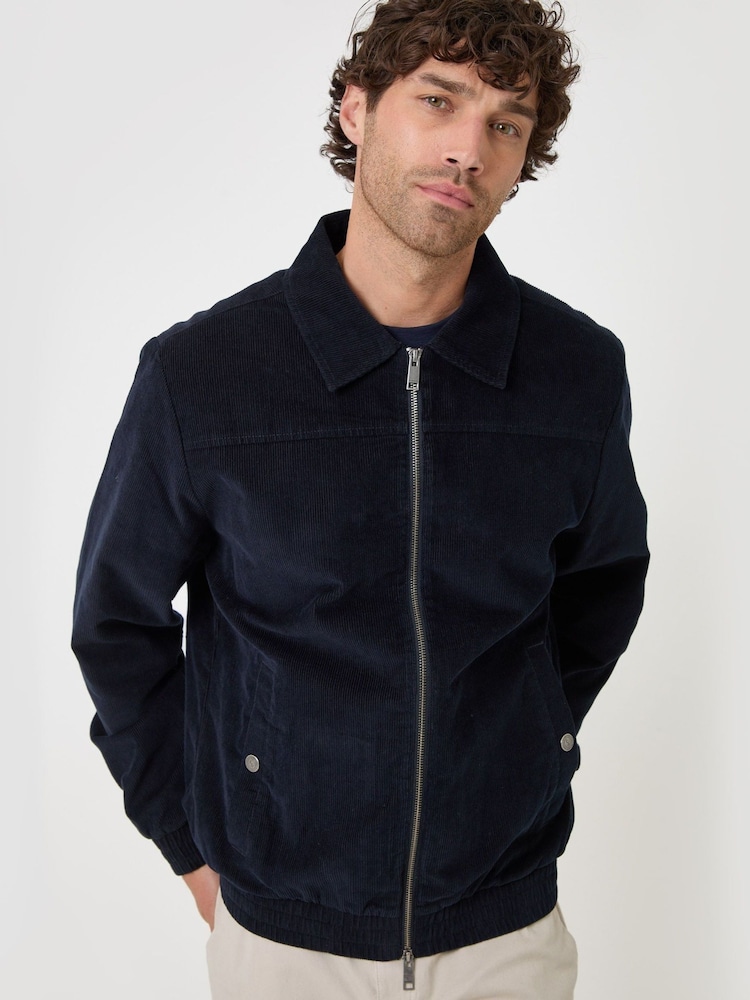 Threadbare Blue Cotton Corduroy Harrington Jacket - Image 5 of 5