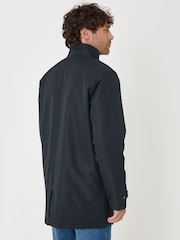 Threadbare Blue Longline Showerproof Funnel Neck Coat - Image 3 of 5