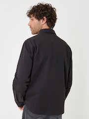 Threadbare Black Cotton Twill Shacket with Pockets - Image 3 of 5