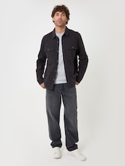 Threadbare Black Cotton Twill Shacket with Pockets - Image 4 of 5