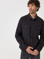 Threadbare Black Cotton Twill Shacket with Pockets - Image 5 of 5