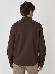 Threadbare Brown Cotton Twill Shacket with Pockets - Image 2 of 4