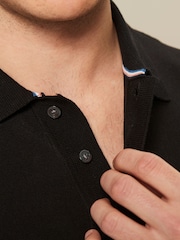 Black Regular Fit Knitted Polo Shirt - Image 5 of 8