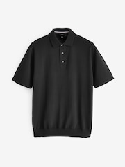 Black Regular Fit Knitted Polo Shirt - Image 6 of 8
