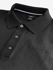 Black Regular Fit Knitted Polo Shirt - Image 7 of 8