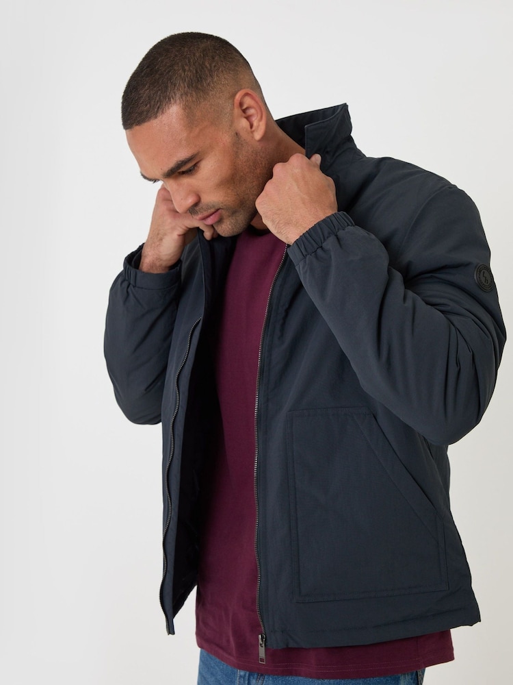 Threadbare Blue Showerproof Collared Harrington Jacket - Image 2 of 5