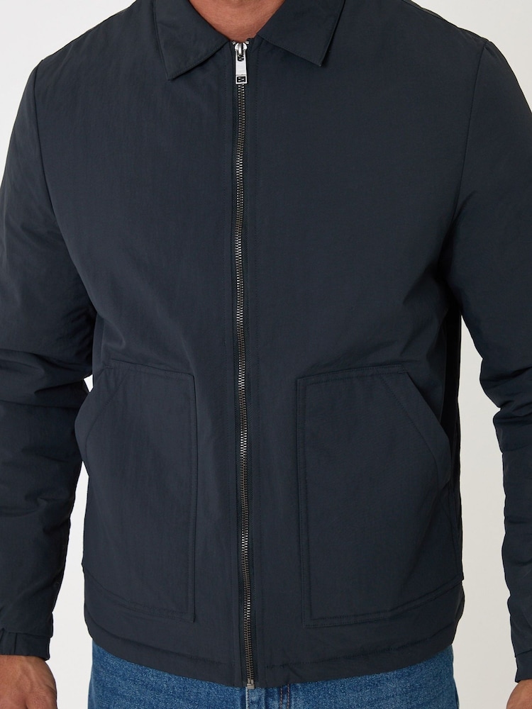Threadbare Blue Showerproof Collared Harrington Jacket - Image 5 of 5