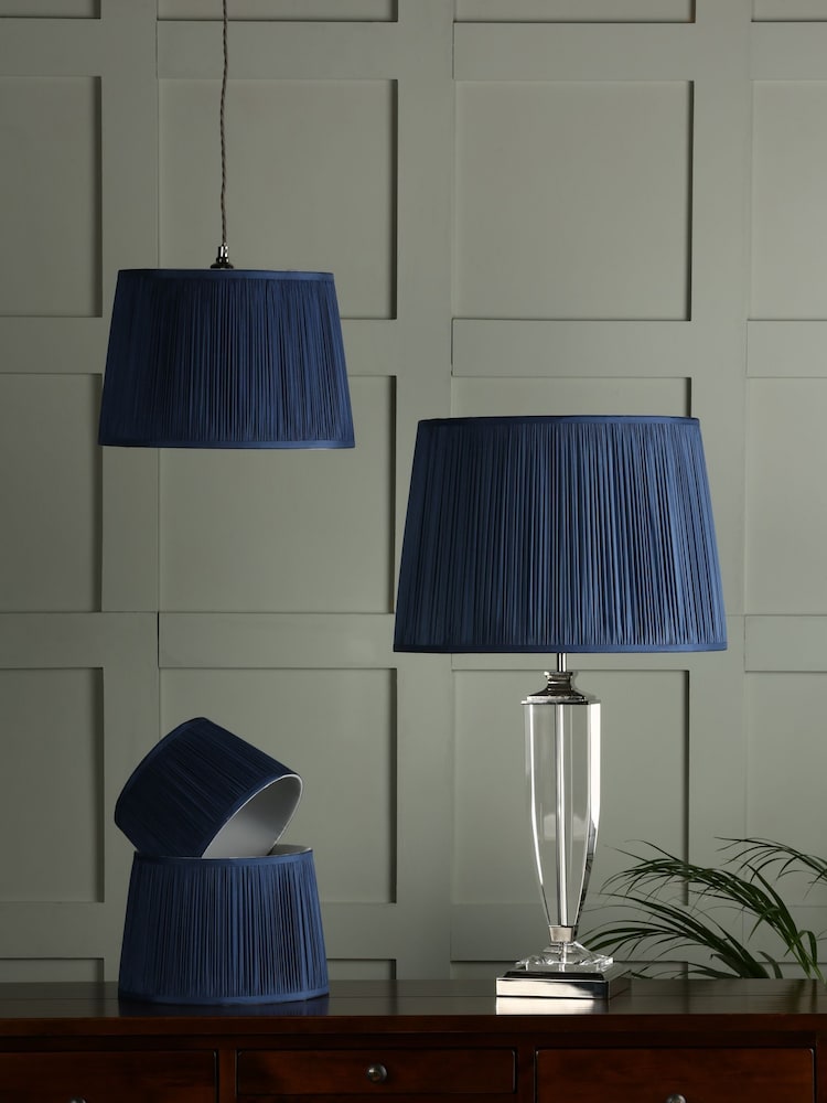 Laura Ashley Midnight Blue Hemsley Pleated Silk Empire Easyfit Lamp Shade - Image 2 of 6 Laura Ashley Midnight Blue Hemsley Pleated Silk Empire Easyfit Lamp Shade - Image 2 of 6